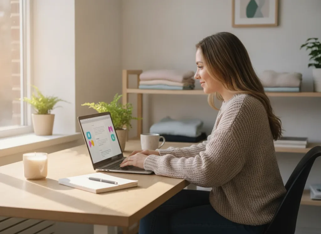 friendly customer support scene for a fashion brand,