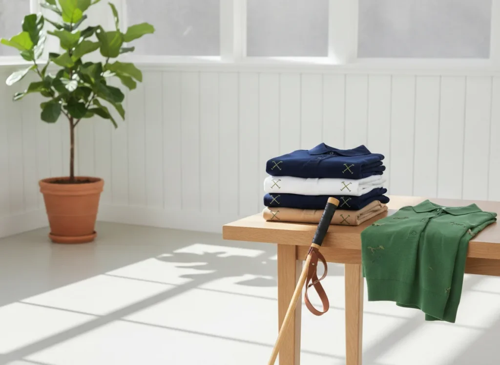 Modern preppy minimalism, confident and approachable mood, crisp